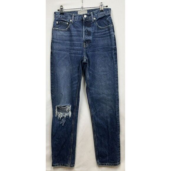 Everlane Womens The Cheeky Jean 25 Regular Button Fly High Rise Ankle Distressed - Picture 1 of 11